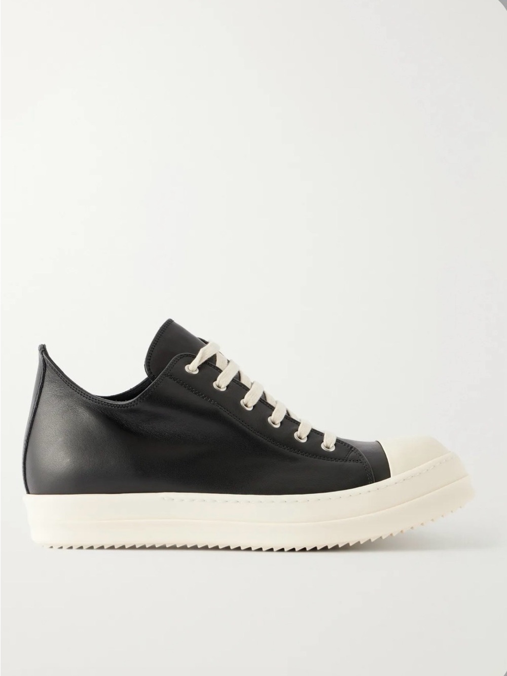 Rick Owens Black Leather Low-Top Sneakers (The Ramones)
